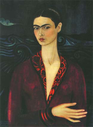 Autoportrait en robe rouge, Frida KAHLO, 1926, huile sur toile, 79,75 x 59,9 cm, Collection privée